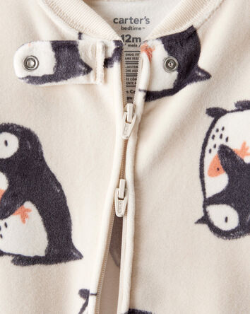 Baby Boy Penguin DreamPlush Long-Sleeve Snug Fit 1-Piece Pajamas - Cream, 