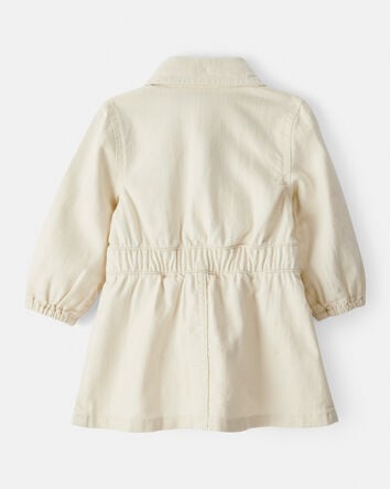 Baby Girl Embroidered Cotton Long-Sleeve Dress - White, 