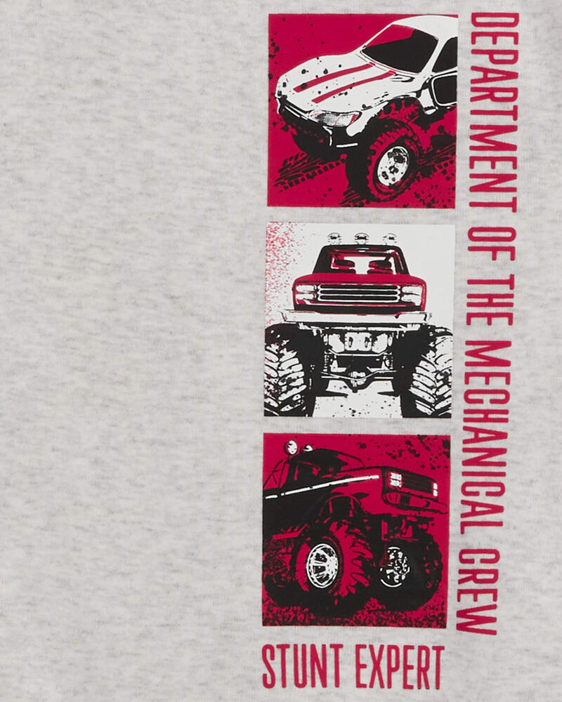 Kid 4-Piece Monster Truck Cotton Blend Pajamas, image 3 of 4 slides