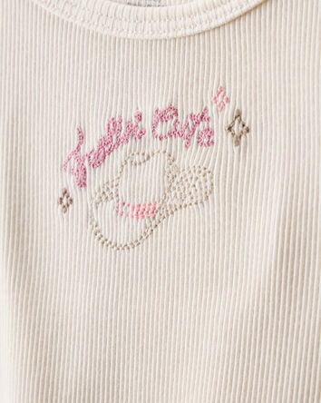Baby Girl Cowgirl Hat Cotton Short-Sleeve Top - Ivory, 