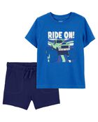 Toddler 2-Piece Ride On Graphic Tee & Pull-On Cotton Shorts Set
, image 1 of 4 slides