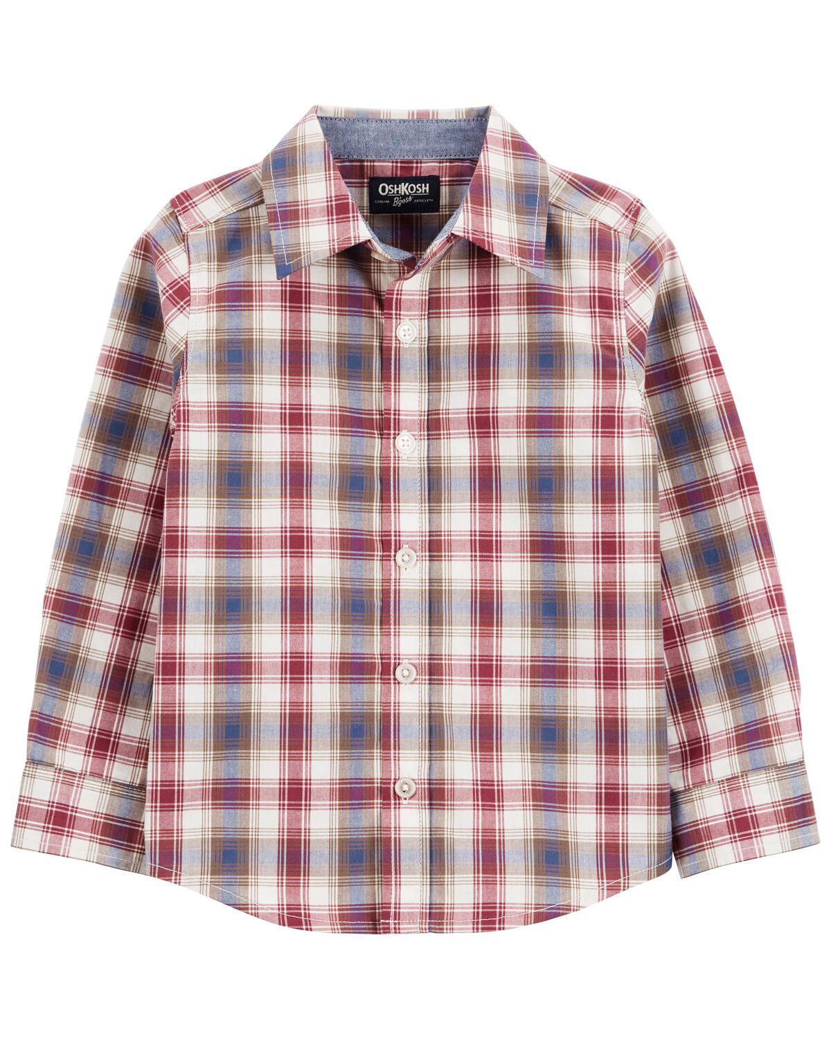 Brown, Burgundy Toddler Plaid ButtonFront Shirt
