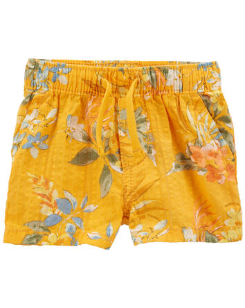Baby Floral Print Seersucker Drawstring Shorts, 