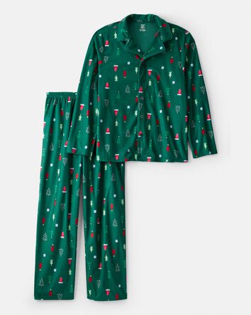 Adult Christmas Trees Long-Sleeve Loose Fit Pajamas - Green, 