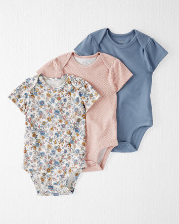 Baby 3-Pack Organic Cotton Rib Bodysuits, 