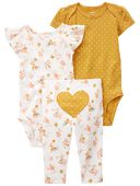 White/Yellow - Baby 3-Piece Heart Little Character Set