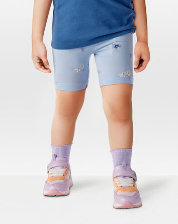 Toddler Floral Bike Short - Blue, 