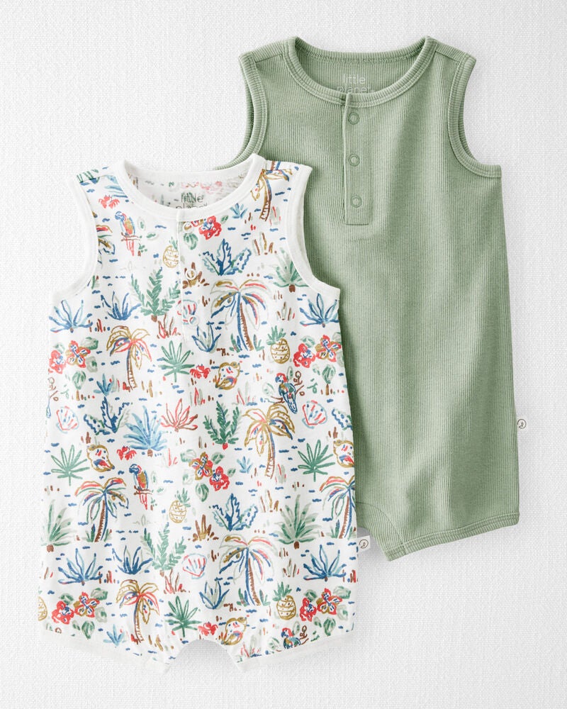 Baby 2-Pack Organic Cotton Rompers, image 1 of 4 slides