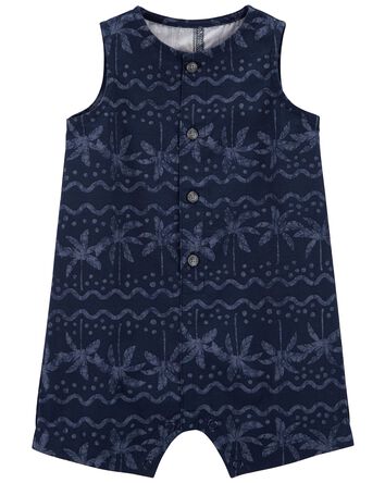 Baby Printed Button-Front Romper, 