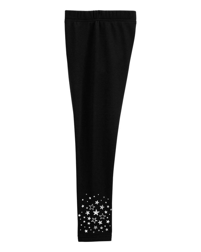 Kid Glitter Star Cozy Fleece Leggings, image 3 of 6 slides