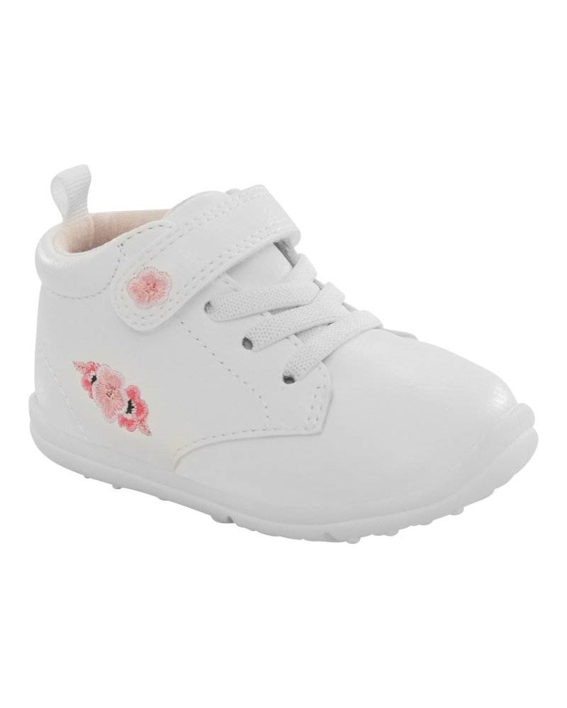  Every Step® First Walker Floral High-Top Sneakers - White, image 1 of 7 slides