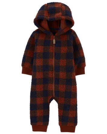 Baby Plaid Sherpa Jumpsuit, 