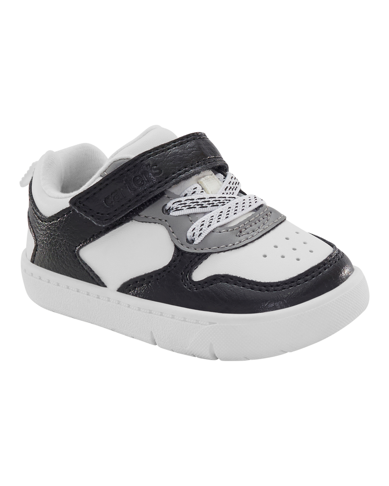 Baby Every Step® First Walker Faux Leather Fashion Sneakers - White/Black, image 1 of 7 slides
