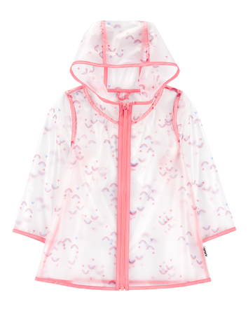 Toddler Rainbow Translucent Rain Jacket - Pink, 