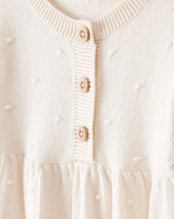 Baby Girl Cotton Long-Sleeve Jumpsuit - Ivory, 