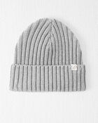 Toddler Organic Cotton Ribbed Knit Beanie in Grey

, image 1 of 3 slides