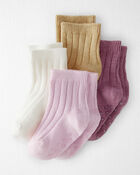 Baby Girl Toddler Girl 4-Pack No-Slip Socks Made with Organic Cotton, image 1 of 4 slides