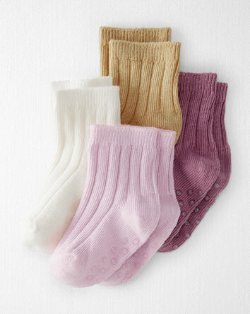 Baby Girl Toddler Girl 4-Pack No-Slip Socks Made with Organic Cotton, 