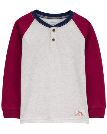 Toddler Raglan-Sleeve Henley Tee, 