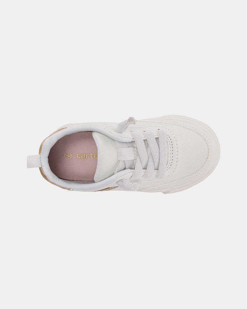 Toddler Girl Casual Sneakers - White/Gold, image 3 of 4 slides