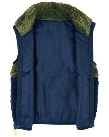 Camo Zip-Up Sherpa Vest, 