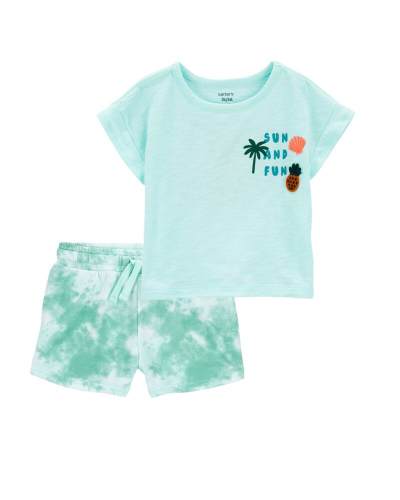 Toddler 2-Piece Sun And Fun Tee & Tie-Dye Pull-On Shorts Set, image 1 of 1 slides