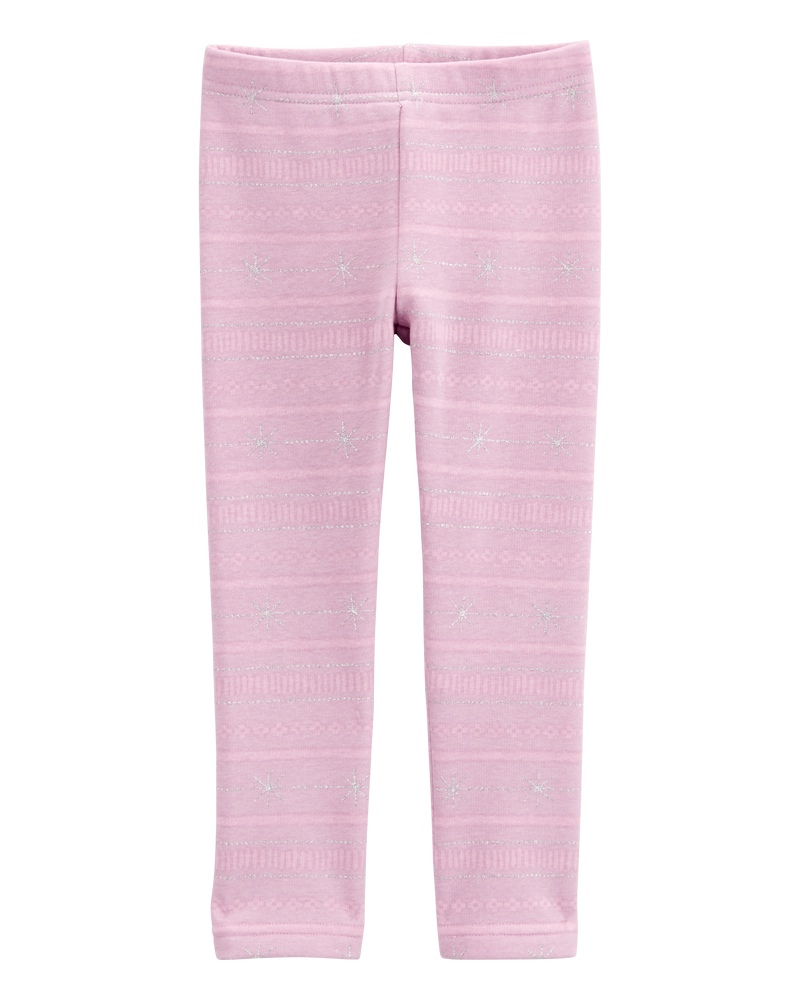 Toddler Girl Glitter Snowflake Cozy Fleece Leggings, image 3 of 7 slides