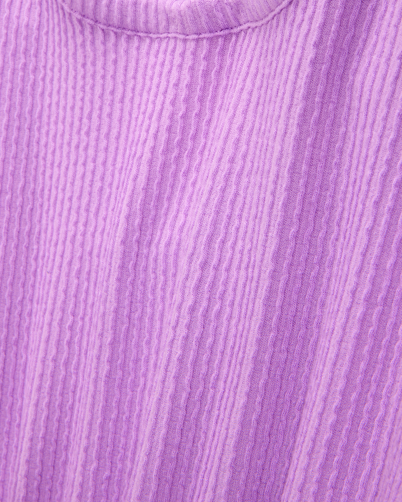 Kid Ribbed Textured Romper - Purple, image 3 of 4 slides