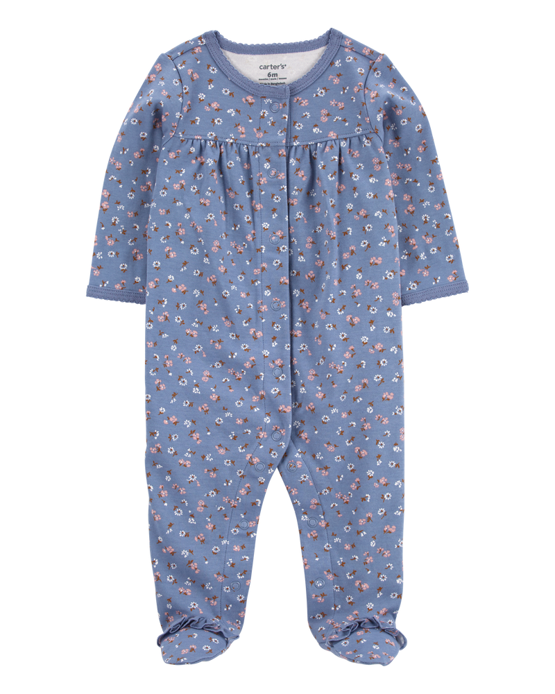 Baby Floral Snap-Up Cotton Sleep & Play Pajamas, image 1 of 3 slides
