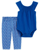 Baby 2-Piece Smocked Bodysuit Pant Set, image 1 of 3 slides