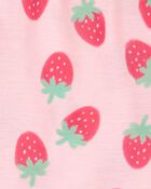 Toddler Girl Strawberry Print Loose Fit 2-Piece Pajamas - Pink, image 2 of 3 slides