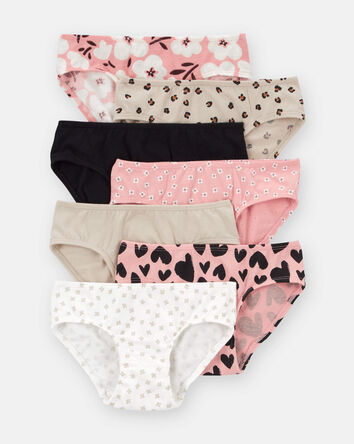 Toddler Girl 7-Pack Leopard Print Hipster Underwear - White/Pink/Brown/Black, 