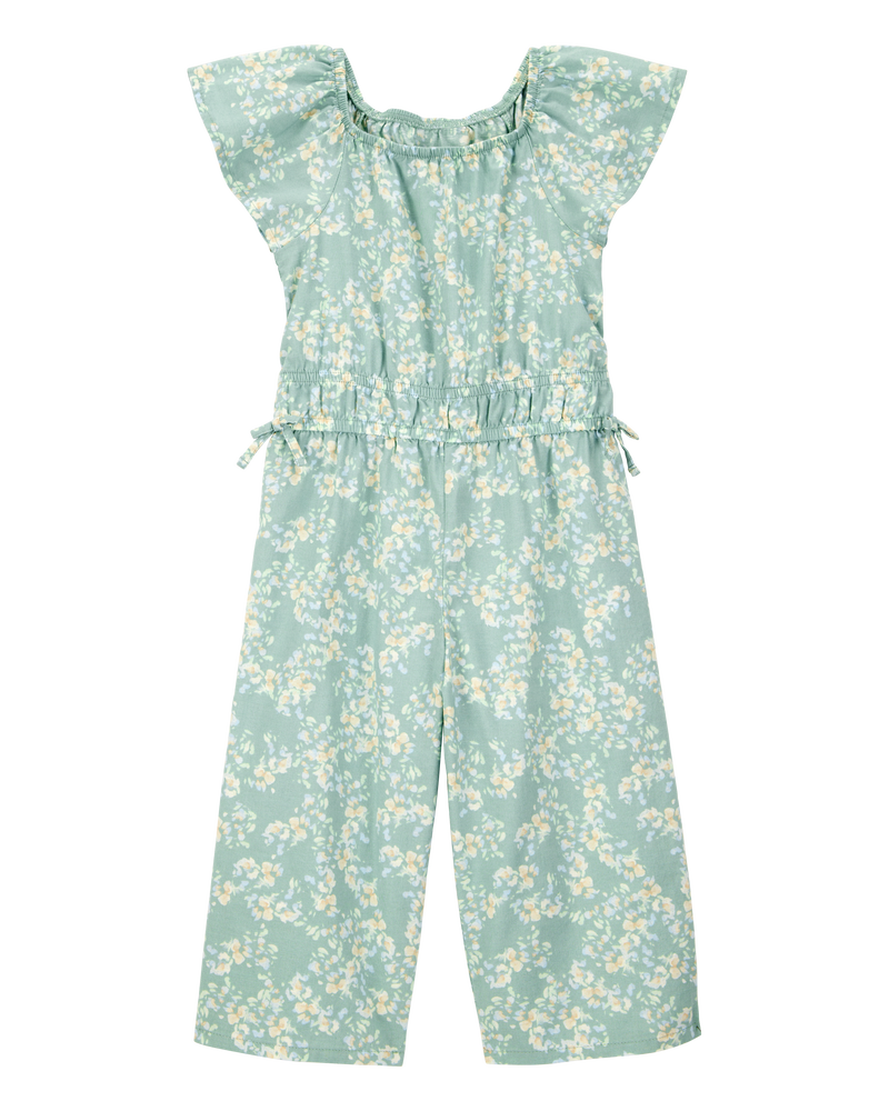 Toddler Floral Short-Sleeve Jumpsuit - Green, image 1 of 3 slides