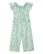 Toddler Floral Short-Sleeve Jumpsuit - Green, image 1 of 3 slides