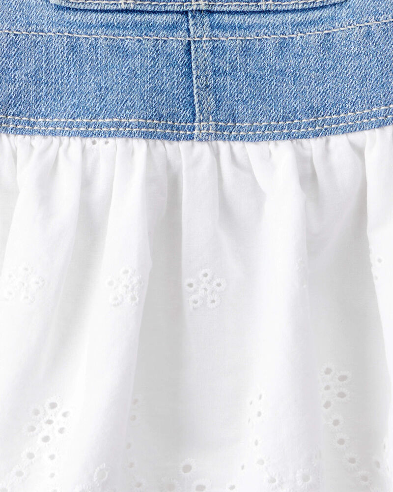 Baby Eyelet Denim Jumper Dress, image 4 of 7 slides