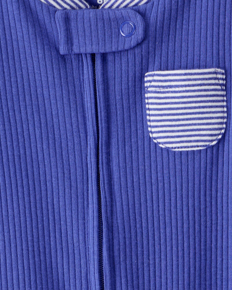Baby Striped 2-Way Zip Sleep & Play Pajamas, image 5 of 8 slides