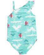 Toddler Beach Print 1-Piece Swimsuit, image 2 of 4 slides
