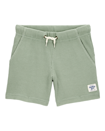 Toddler Waffle Knit Drawstring Shorts - Green, 