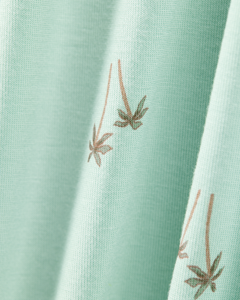 Baby Boy Palm Tree Print 2-Way Zip PurelySoft Convertible Foot Sleep & Play Pajamas - Mint, image 5 of 7 slides