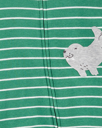 Baby Boy Striped Walrus 2-Way Zip Sleep & Play Pajamas, 