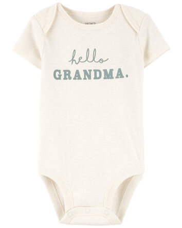 Baby Hello Grandma Announcement Bodysuit, 