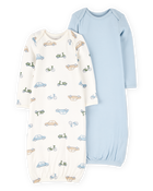 Baby Boy 2-Pack PurelySoft Sleeper Gowns - Blue, image 1 of 7 slides