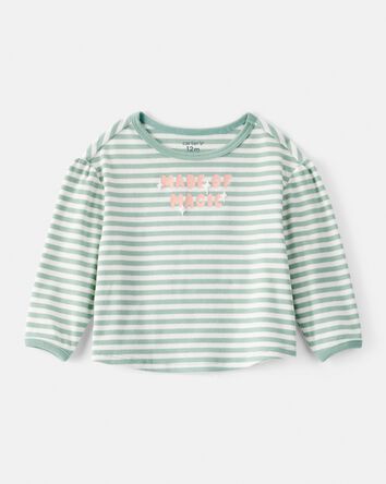 Baby Girl Made of Magic' Striped Long-Sleeve Top - Green, 