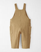 Baby Organic Cotton Textured Gauze Overalls in Light Maple, image 4 of 6 slides