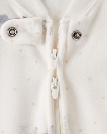 Baby Elephant Print Long-Sleeve Wearable Blanket - White, 