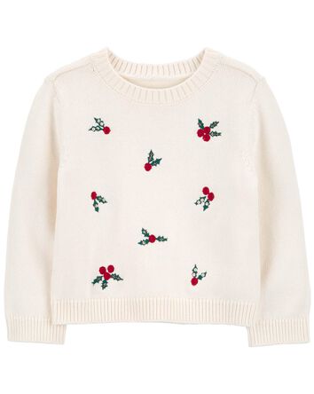 Toddler Christmas Holly Knit Sweater, 