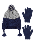 Kid 2-Pack Pom Hat & Gloves Set, image 1 of 2 slides