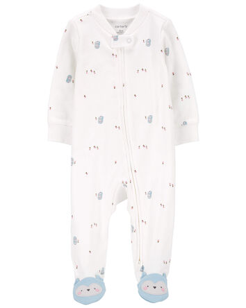 Owl 2-Way Zip Cotton Sleep & Play Pajamas, 