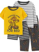 Grey/Yellow - Toddler 4-Piece Construction Loose Fit Pajamas