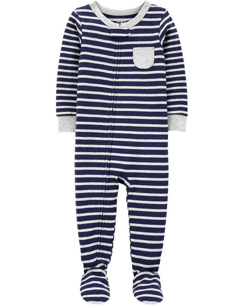 Toddler 1-Piece Striped 100% Snug Fit Cotton Footie Pajamas, image 1 of 4 slides